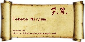 Fekete Mirjam névjegykártya